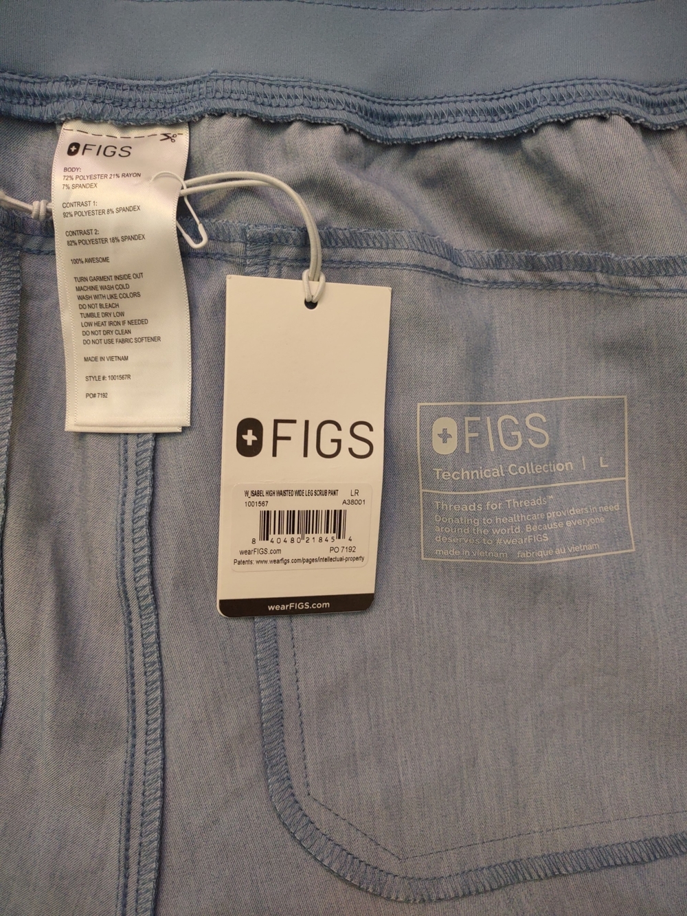 Figs Heather Indigo Isabel High-Rise Wide-Leg Scrub Pant - Picture 4 of 4